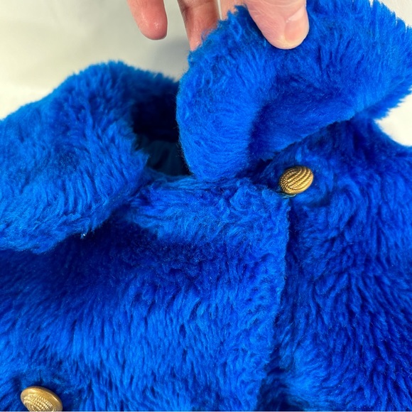 Vintage Sears Winter Faux Fur Coat Blue Child's Kid's Size 3 MISSING One Button - Picture 8 of 16